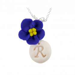 African Violet Initial Necklace